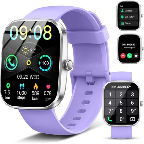 Montre intelligente pour homme et femme, 1,91"" Smartwatch avec appels Bluetooth, cardiofréquencemètre, moniteur de sommeil, podomètre, 110+ modes sportifs, bracelet d'activité étanche IP68 pour