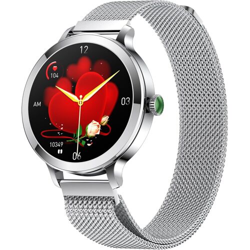 Montre Intelligente pour Femmes avec Appel Bluetooth, smartwatch pour iPhone et téléphones Android, Montre de Suivi de Fitness avec Fonction de réponse/réception d'appels, étanche (Argent)