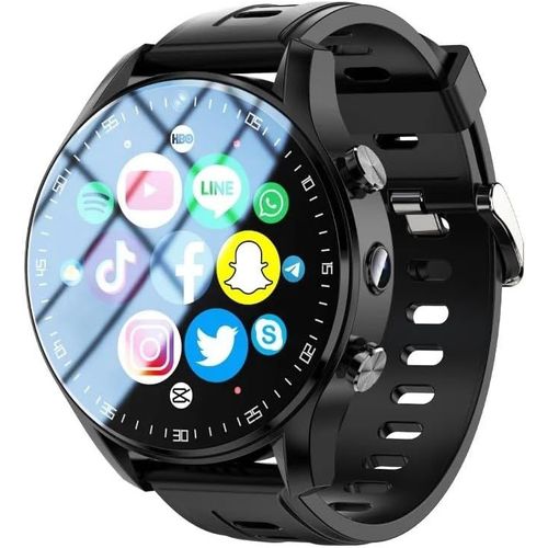 Montre Intelligente De Luxe 4g Avec Carte Sim, Double Caméra, Appel Vidéo 8 Go + 128 Go De Rom Avec Wifi, Gps, Étanche, Gooogle Play Store Pour Homme Et Femme, Cadeau (Noir, Ram 8 Go De