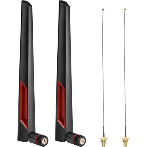 Antenne Wifi Double Bande 8Dbi 2.4Ghz 5Ghz 5.8Ghz Antenne Rpsma Avec 15Cm U.Fl/Ipex Vers Rp-Sma Câble D'Extension Pour Carte Mini Pcie Routeur Sans Fil, Pc De Bureau, Répéteur(2 Pièces)