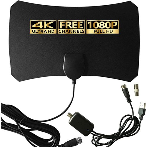 Antenne Tv Intérieure Pour Chaînes Locales - Antenne Hdtv Numérique Amplifiée 4K Hd Avec Amplificateur De Signal - Longue Réception 360° - Prise En Charge De Tous Les Types De Tv
