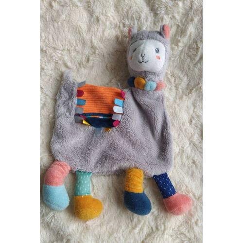 Doudou plat lama gris multicolore Kiabi Simba toys