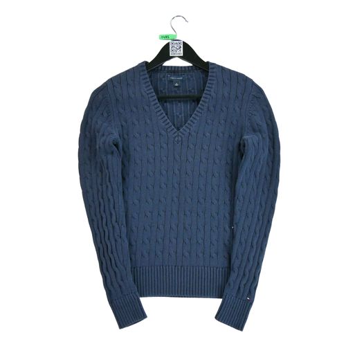 Reconditionné - Pull Tommy Hilfiger Torsadé - Taille M - Femme - Marine