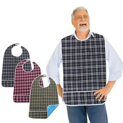 Bavoir Adulte,Lot De 3 Bavoirs Imperméables Pour Adultes Avec Boutons-Pression Et Bavettes Garde-Boue,Protection Alimentaire 