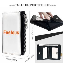 Portefeuille Le Carnet martien=5 Compact en Simili-Cuir PU Porte-Cartes Fermeture Éclair Homme Femme Ad