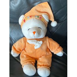 DOUDOU OURS BABY BEAR ORANGE NOEUD BLANC GIPSY 30CM