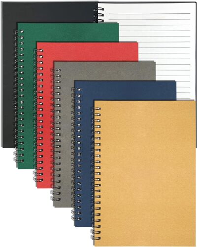 Jexnovashop-Lot De 6 Cahier Spirale A5, 21x14,5cm 60 Feuilles Lignée Couverture Kraft Colorée Vierge Carnet Spirale A5 Carnet De Notes Pour Femmes Adolescentes En Écrivant Prendre Des Notes École Bur