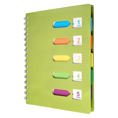 Avec Intercalaire, Spirale A5 Journal Avec 5 Onglets De Couleur, A5 Spirale, Intercalaire,240 Pages S De Projet À Spirale Pour Lécole De Bureau Notes Et Graffiti