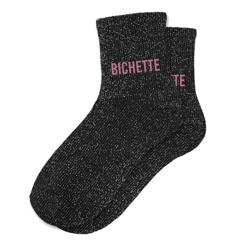 Chaussettes Bichette Noires À Paillettes