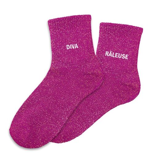 Paire De Chaussettes Fuchsia Diva Râleuse Dépareillées