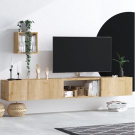 Meuble Tv Avec Rangements Imitation Chêne Clair Bergen