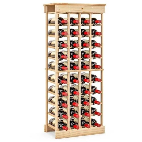 Costway Porte-Bouteilles En Bois De Pin Massif Pour 40 Bouteilles Étagère Casier À Vin Modulable Pour Bar, Cuisine 46,5x27,5x113 Cm