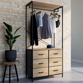 Dressing Penderie Industriel Bois Et Noir Avec 6 Bacs