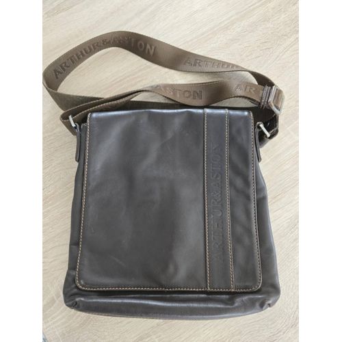 Sac bandoulière Arthur & Aston en cuir marron- Neuf