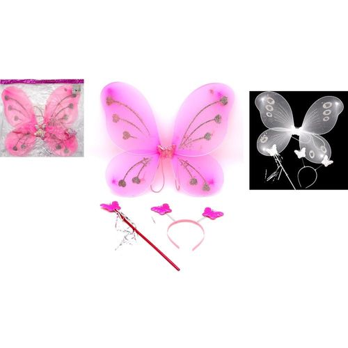Kit Fée Papillon Ailes Lumineuses Baguette Diadème