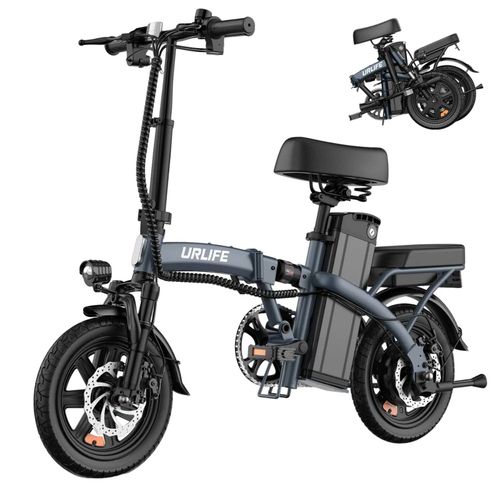Vélo Électrique Urlife F1l - Moteur 250w Batterie 48v 7.5ah Pneus De 14 Pouces Freins À Disque - Gris