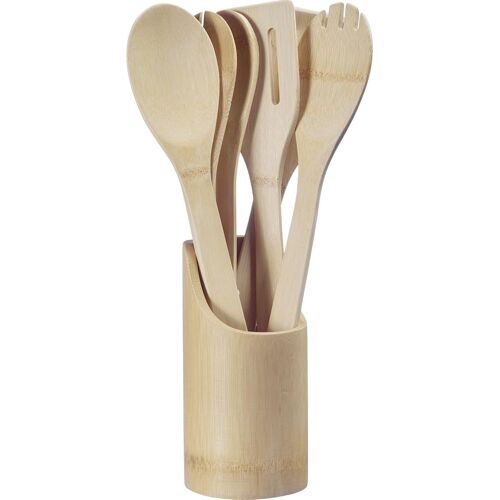 Subzonal-Ensemble D'ustensiles De Cuisine 6 Pièces - Bambou - Sans Bpa - Tendance - Beige