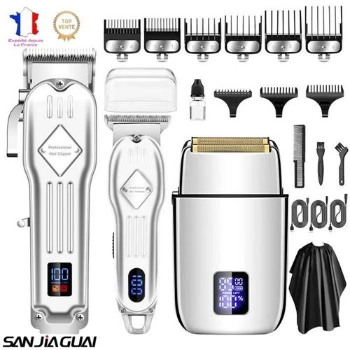 Tondeuse Cheveux Professionnelle,Tondeuse Barbe Electrique¿Ensemble 3 Pièces, Cadeau De Noël, Adapté Pour Les Hommes Et Les