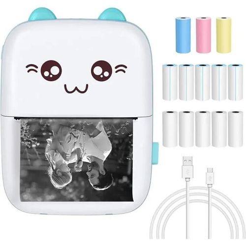 Imprimante Photo - Portable - Mini Bluetooth - 200DPI - 1200mAh - 13 Rouleaux de Papier Thermique