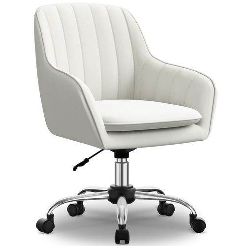 Chaise De Bureau，Fauteuil Bureau，Rotation À 360°,Hauteur Réglable De 10 Cm,Capacité De Charge De 150 Kg,Blanc