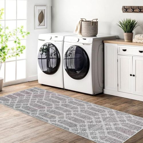 Few-Tapis De Cuisine Antidérapant Lavable Moquette Long Doux Gris Tapis Cuisine Devant Evier Pour Chambre À Coucher Couloirs Salon Cuisine (Gris Bohème, 60 X 120 Cm)