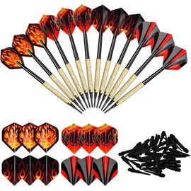 Flechette Pointe Plastique, Flechettes pour Cible Electronique, 12 x Jeu de Fléchettes à Pointe Souple avec 12 Ailettes et 100 Remplacement Pointes