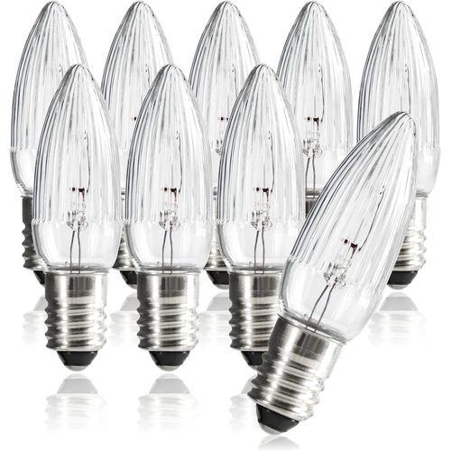 Jgd-® 9x Bougies Ondulées Pour Arcs Schwipp Avec 11 Lampes - Ampoules De Rechange Pour Guirlandes Lumineuses Ou Pyramides - 23v / 3w, Avec Pas De Vis E10 (09 Pièces - 23v)