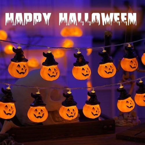 Kal-Guirlandes Lumineuses Halloween, 3 M 20 Led Guirlandes Lumineuses Chapeau Citrouille, Halloween Decoration Pour Intérieur, Party, Jardin, Festival, Party