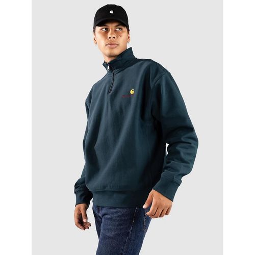 Carhartt Wip Half Zip American Script Half-Zip Sweat Bleu