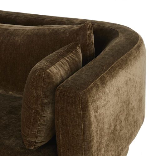 Canapé D'angle Gauche 3/4 Places En Textile Velouté Vert Kaki