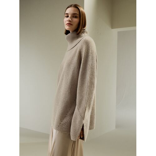 Lilysilk Pull Femme Laine Chameau Col Montant, Coupe Décontractée 100 % Laine Mérinos S'adapte À La Forme Du Corps L