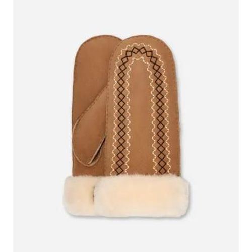 Ugg Moufle Brodée Atherson In Brown, Taille S/M, Shearling