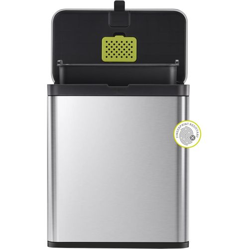 Poubelle De Cuisine À Compost En Acier Inoxydable Avec Seau Intérieur Amovible Et Compartiment Désodorisant, Poubelle De Cuisine Murale De 7 L Avec Couvercle Basculant (Inoxydable Et Noir)