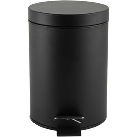 SUBZONAL-Poubelle Salle de Bain 3L à Pédale, Petite Poubelle Noire Inox pour WC/Bureau/Chambre, Mini Poubelle Design avec Pédale, Style Brabantia pour Toilette/Salle de Bain