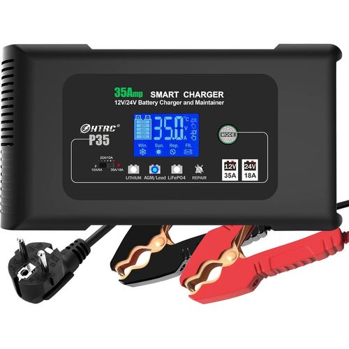 Eity-35a Chargeur De Batterie Voiture 12v/24v,Chargeur Batterie Mainteneur Et Automatique Réparation Fonction Pour Voiture Moto Camion/Batteries Au Lithium Lifepo4 Plomb-Acide (Agm,Gel,Mf,Efb)