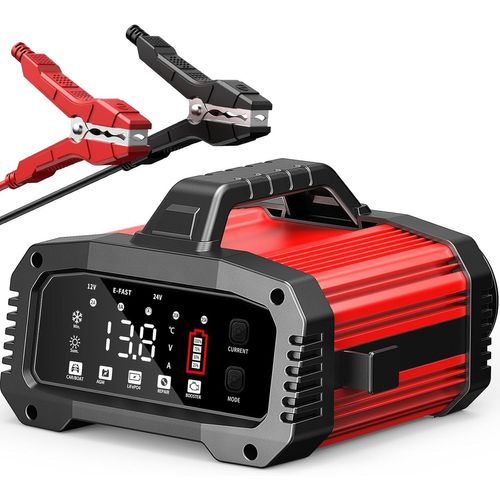 25a Chargeur Batterie Voiture 12v/24v, Chargeur Batterie Lithium Avec Réparation Automatique, Écran Lcd, Booster Démarrage Assisté En 200 Secondes, Chargeur Pour Voiture,Moto,Camion,Lifepo4,Agm