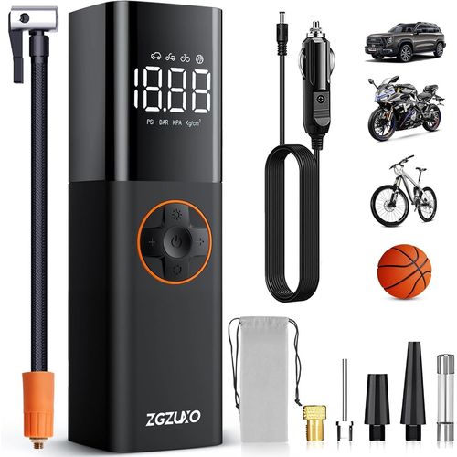 Gonfleur Pneus Voiture, 150Psi Compresseur À Air Portatif Avec 12V Dc Fil, Compresseur D'Air Électrique Avec Écran Lcd Et Lampe Led, Pompe À Pneu Portable Pour Voiture, Moto, Velo, Balle