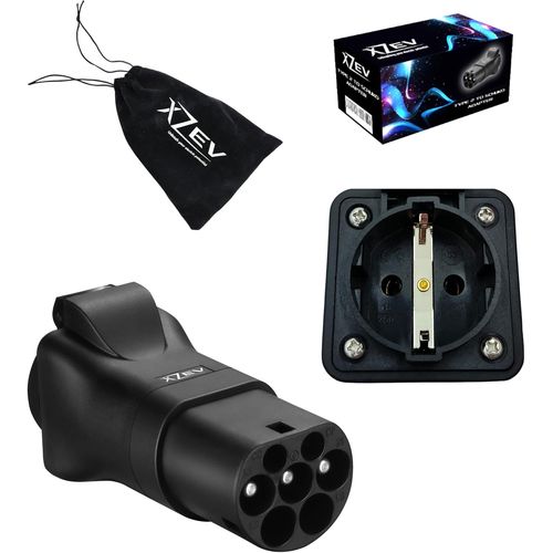 Adaptateur Type 2 Vers Schuko - Adaptateur Véhicule Électrique Pour Charger Voiture, Moto Et Trottinette - Monophasé 16 A (3,6 Kw) - Ip46 - Tuv - Ce - Iec 62196-2