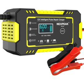 6a Chargeur Batterie Voitures, 6a 12v Chargeur De Batterie Intelligent Moto Automatique Réparation Fonction Portable Chargeurs De Batterie Pour Auto Moto Camion, Agm, Gel, Wet, Sla(Jaune)