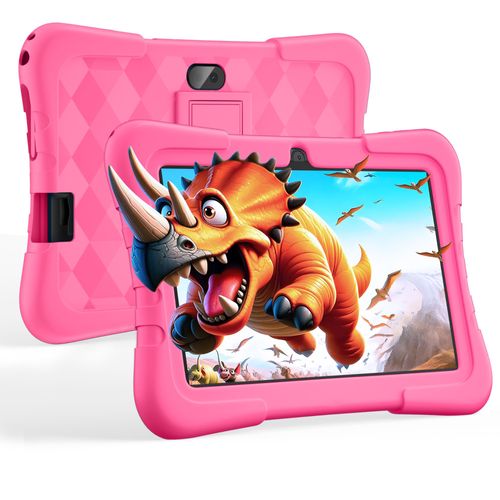 Tablette Tactile 7" Android 10 Pad Éducative 2+16Go (128Go Extensible) Contrôle Parental 1,3+3MP avec Kid-Proof Étui pour 3 à 12 - Rose