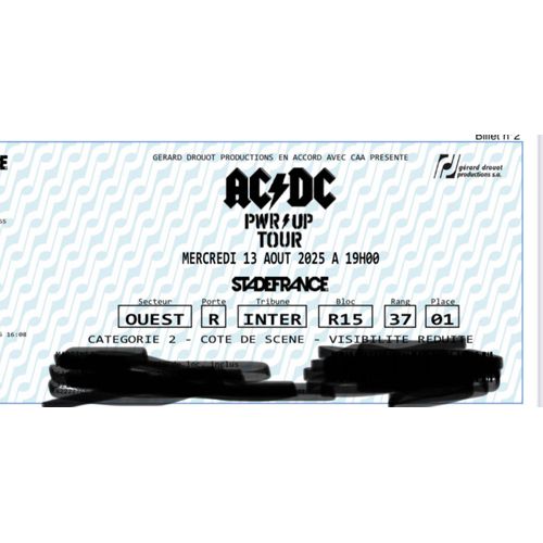 Vend 2 Places Ac/Dc Cat 2 , 13 Août 2025