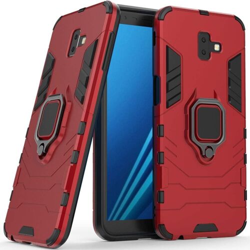 Compatible avec Galaxy J6+ (2018) Coque, Anneau de Support Téléphone Voiture Magnétique Bague 360 Étui de Protection pour Samsung Galaxy J6 Plus (Rouge)