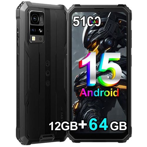 Blackview BV4800 SE Smartphone Incassable Android 15 6.56",5100mAh,12Go+64Go/2To,16MP+8MP, Dual SIM NFC Face ID - Noir