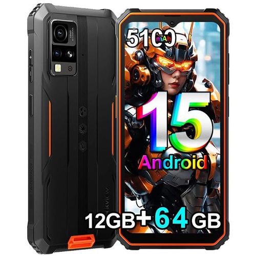 Blackview BV4800 SE Smartphone Incassable Android 15 6.56",5100mAh,12Go+64Go/2To,16MP+8MP, Dual SIM NFC Face ID - Orange