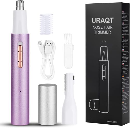 Tondeuse Nez Électrique, 2 En 1 Tondeuse À Sourcils Wet & Dry Nose Ear, Usb Rechargeable Tondeuse Nez Oreilles Homme & Femmes, Tête Amovible Étanche, Moteur Silencieux, Brosse De Nettoyage