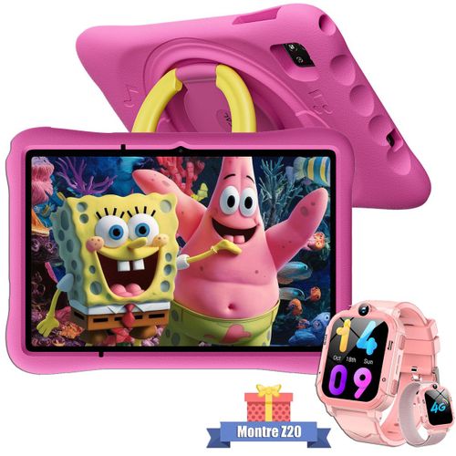 Tablette Tactile Enfants OSCAL Pad 60 Kids 10.1" RAM 12Go ROM 128Go-SD 512Go, Android 15 5100 mAh WiFi 6 Avec Montre Z20 Rose