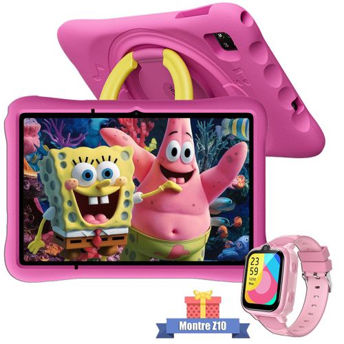 Tablette Tactile Enfants OSCAL Pad 60 Kids 10.1" RAM 12Go ROM 128Go-SD 512Go, Android 15 5100 mAh WiFi 6 Avec Montre Z10 Rose