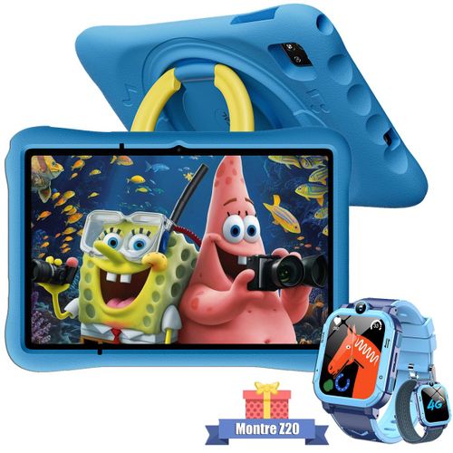 Tablette Tactile Enfants OSCAL Pad 60 Kids 10.1" RAM 12Go ROM 128Go-SD 512Go, Android 15 5100 mAh WiFi 6 Avec Montre Z20 Bleu