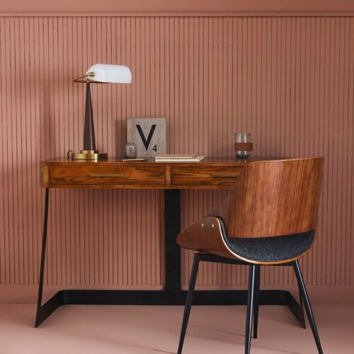 Bureau En Métal Et Chêne Brûlé - L120 Cm
