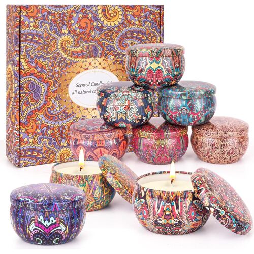 Lot de 9 bougies parfumées,cadeaux pour femme bougie d'aromathérapie,cire de soja naturelle,cadeau pour soulager le stress,détendre le corps,Noël,anniversaire,salle